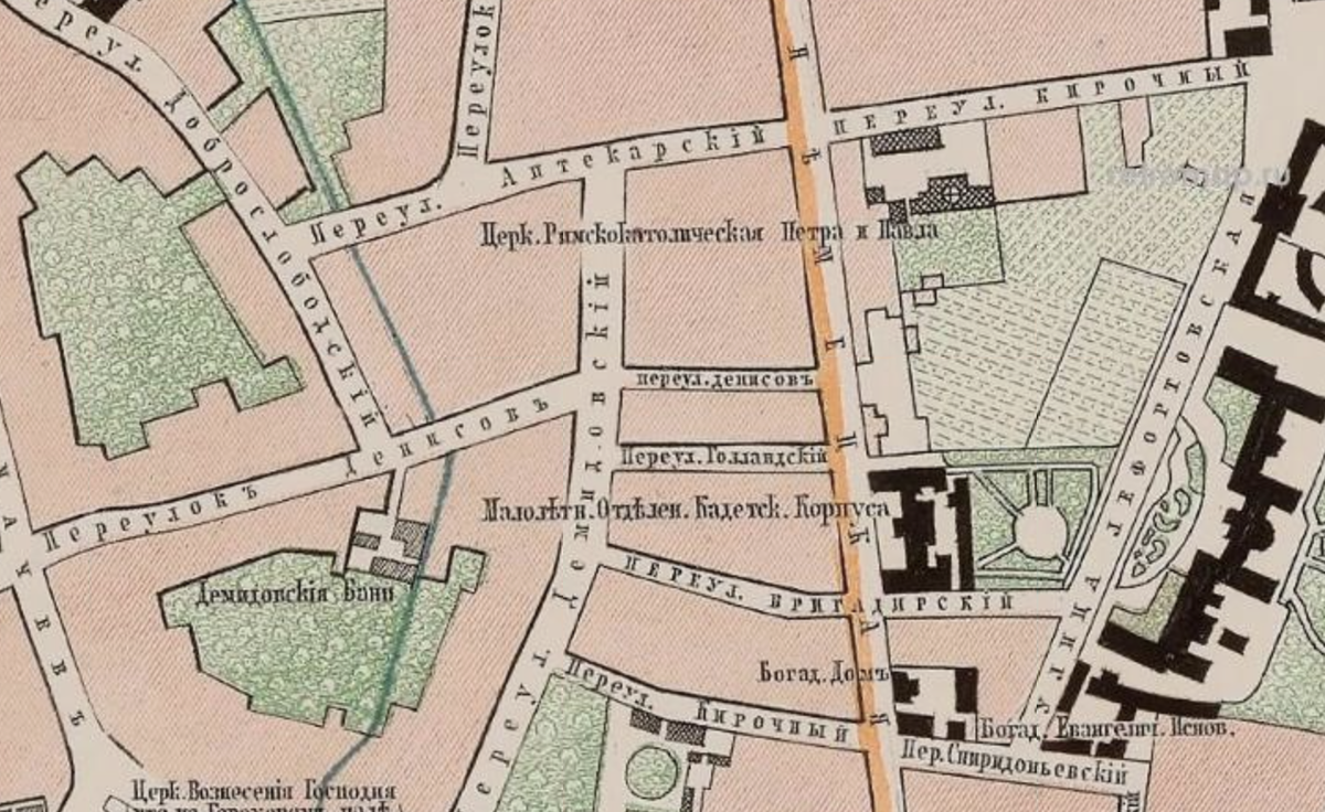 На плане Москвы 1859 года переулок назывался Голландским. С сайта www.retromap.ru.