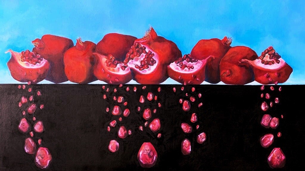 Анастасия Куницына  "Плоды" холст,масло.100*50см 2023г.