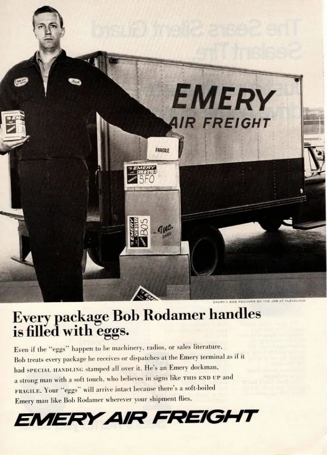 Реклама авиакомпании Emery Worldwide Airlines, которая тогда называлась Emery Air Freight. (FreightWaves)