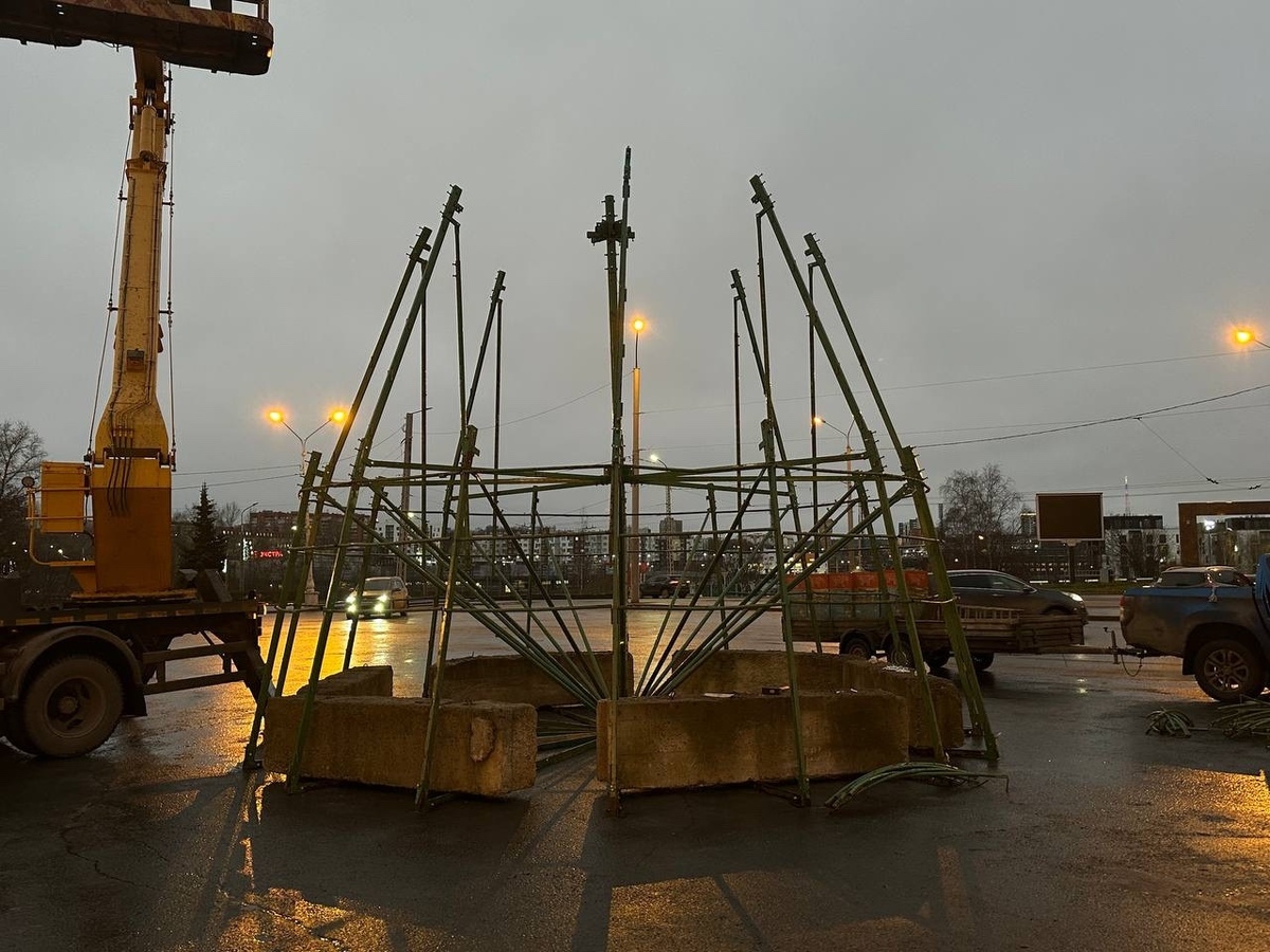    На площади Кирова в Петрозаводске начался монтаж главной новогодней ели© Инна Колыхматова