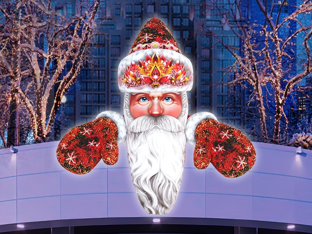 Надувная фигура «Дед Мороз на крышу»