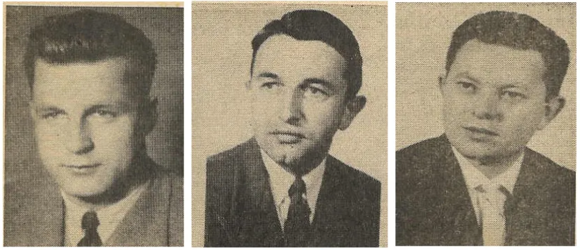 Слева направо: Ойген Боли (капитан), Рудольф Видмер (второй пилот), старший бортпроводник. 