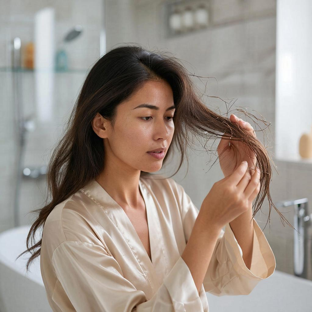 Изменение струкутуры, качества волос и их выпадение - это один из признаков гормонального дисбаланса. Это может быть связано с менопаузой или же рядом эндокринных заболеваний. 