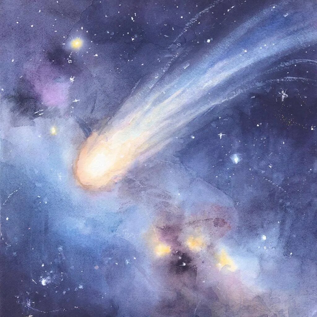 Комета. Иллюстрация сгенерирована нейросетью