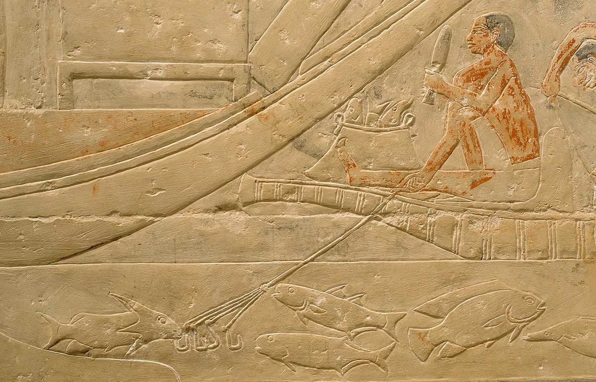 Рыбалка в Древнем Египте», настенный рельеф, некрополь Саккара, XXIV век до н. э. https://www.alimentarium.org