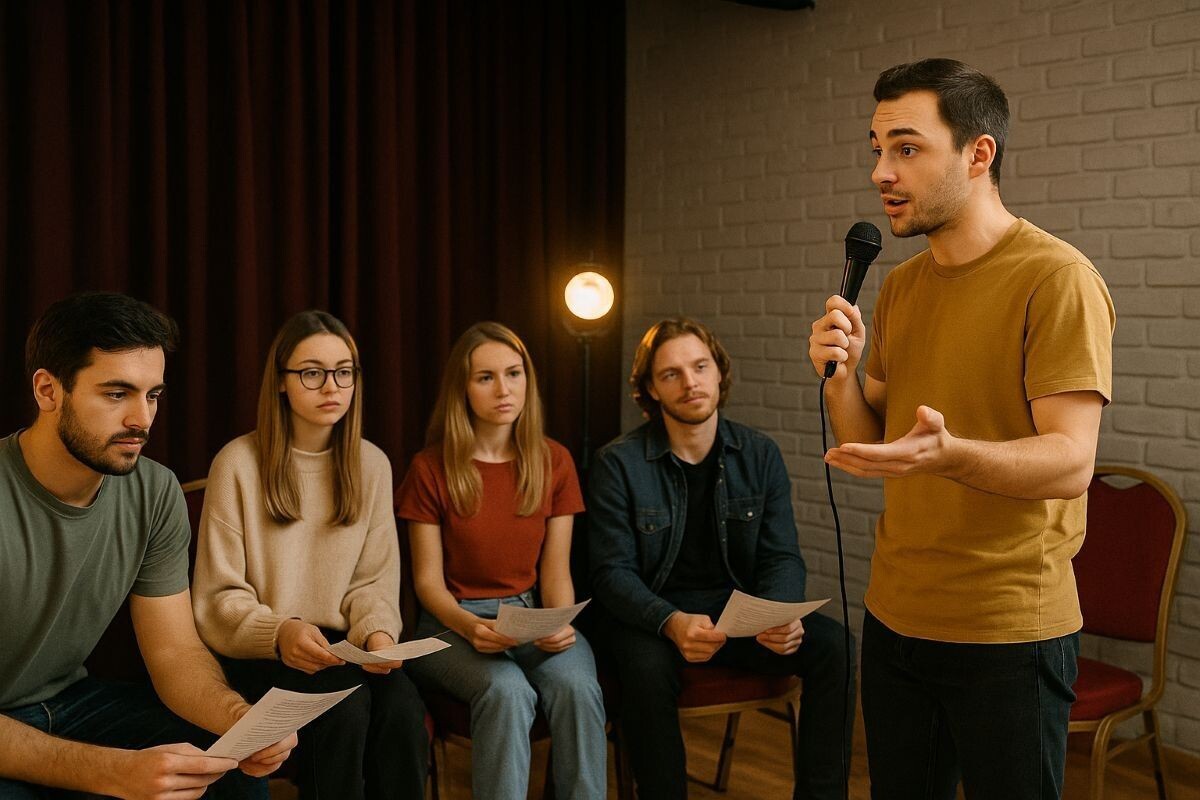 Коллеги по цеху, возможно, не будут смеяться над вашими шутками так же искренне, как зрители. Зато подскажут, как их можно улучшить. Источник: нейросеть📷
