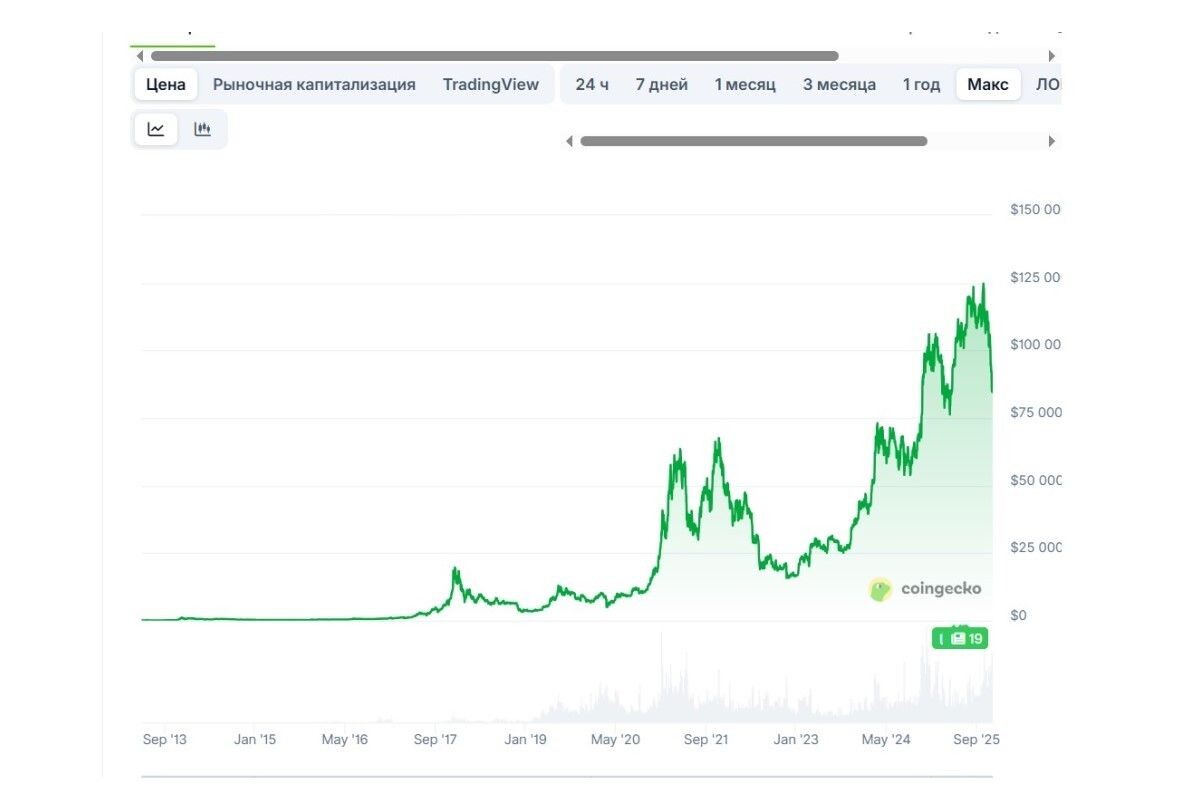 Рост биткоина по годам. Источник: coingeсko.com📷
