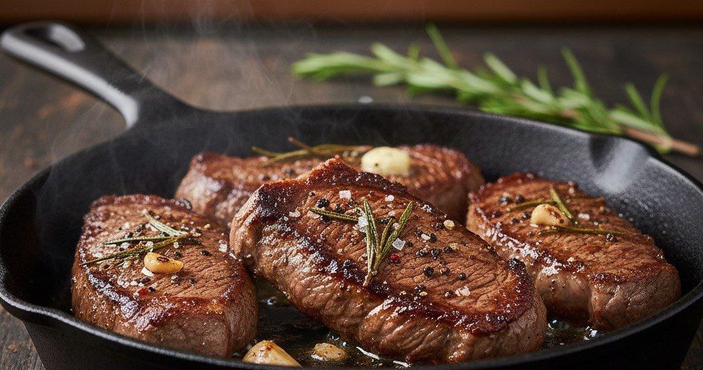 Идеальное жареное мясо на сковороде: Секреты сочного и ароматного блюда.