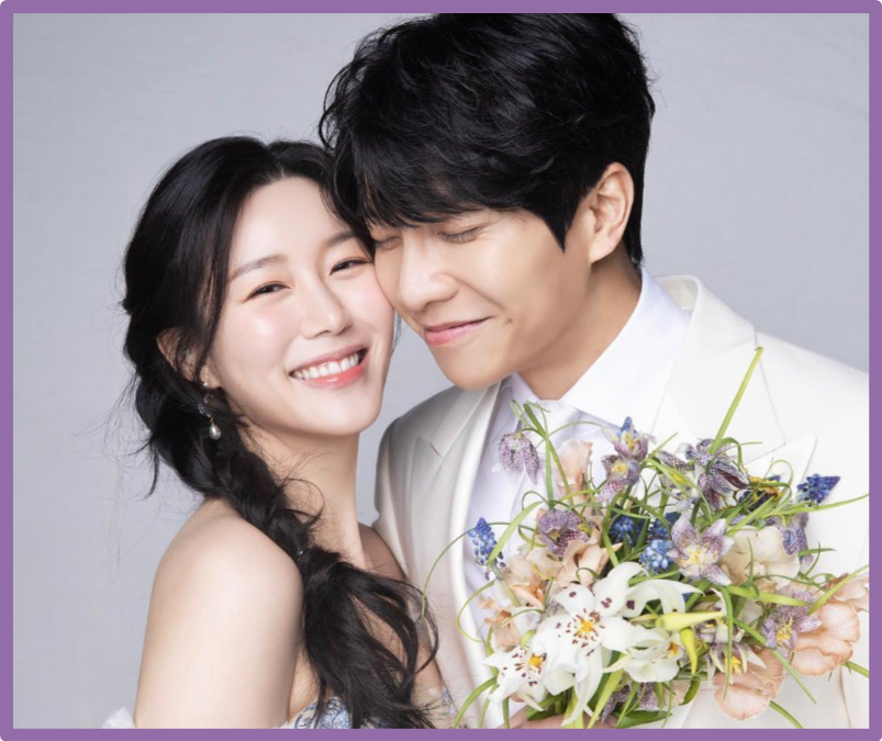 Снимок с экрана монитора. Актер Ли Сын Ги с женой.