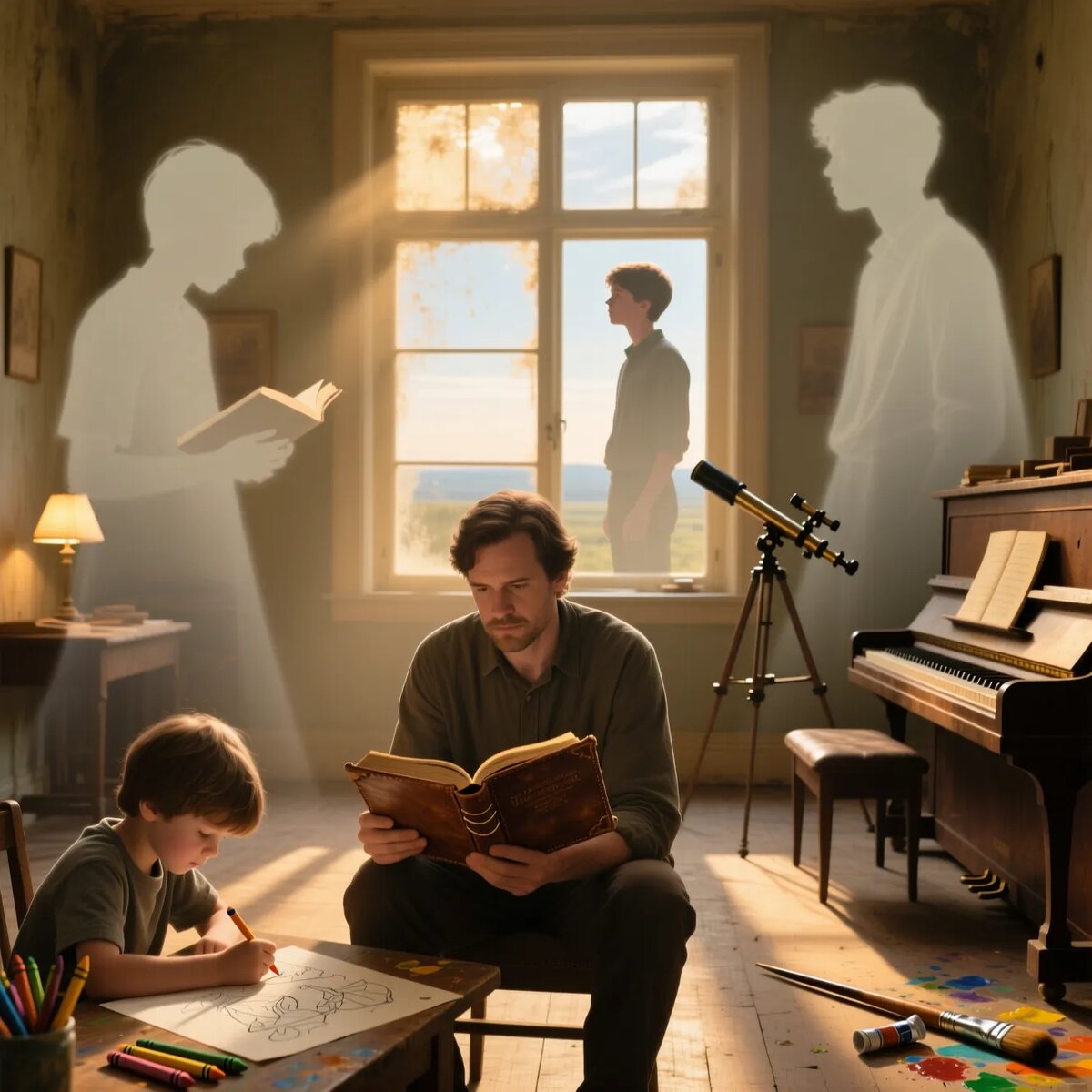 Путешествие к забытым "Я" начинается не с поездки в другой город, а с взгляда в окно своей души — где стоят те, кто когда-то горел от любви к музыке, науке и творчеству.
