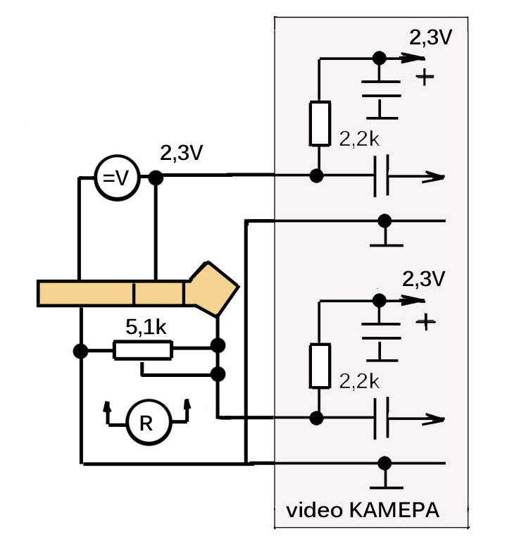 Рис. 1. Измерил напряжение и сопротивление нагрузки микрофонов.