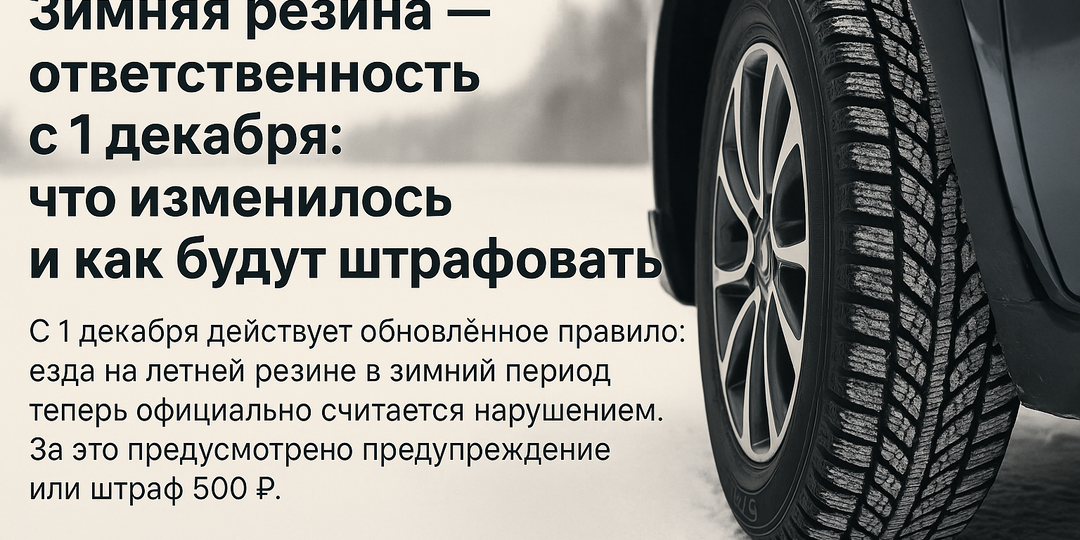 🚗 Зимняя резина с 1 декабря: езда на «летней» теперь формально нарушение