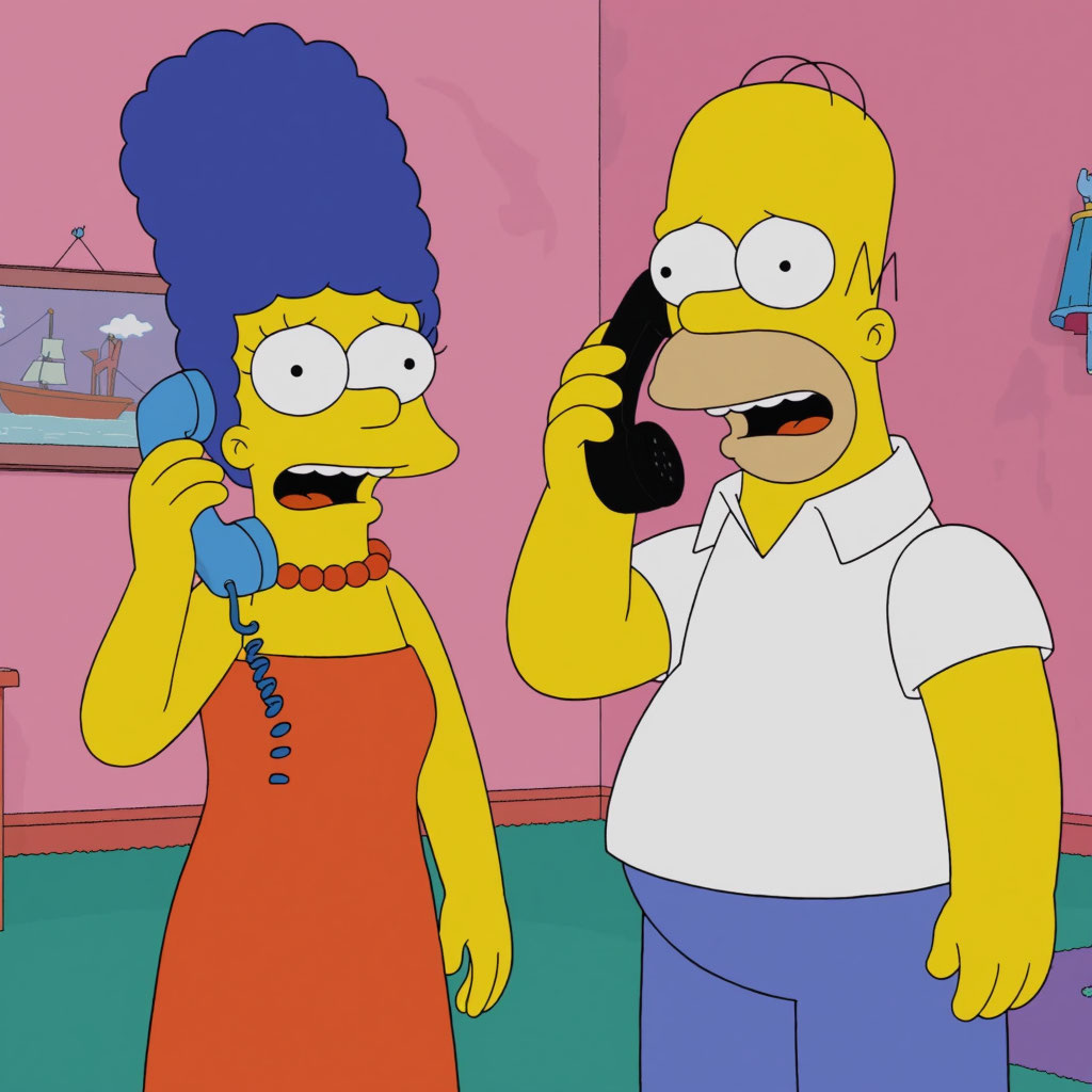 Мардж Бувье Симпсон звнит Гомеру Симпсон