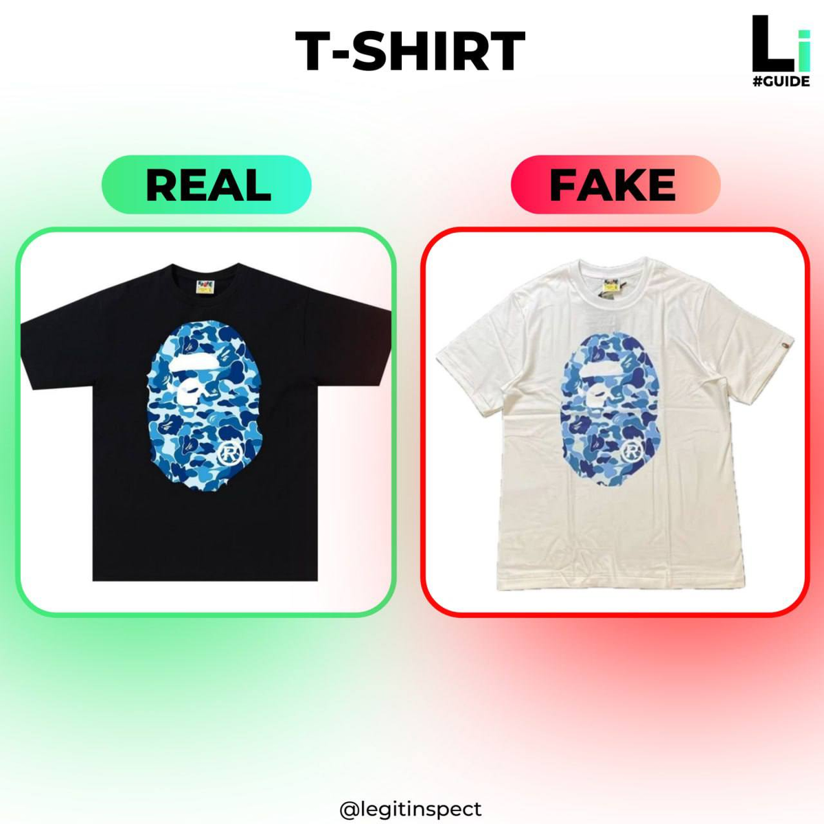 Общий вид: у оригинала плотная ткань и ровные швы, у фейка — кривой пошив и дешевые материалы