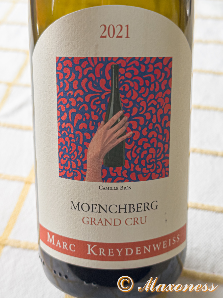 Этикетка Pinot Gris Moenchberg Grand Cru от Domaine Marc Kreydenweiss, винтаж 2021 года. Эльзас, Франция