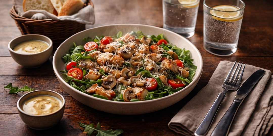 Тёплый салат с курицей и грибами, от которого невозможно оторваться 😍