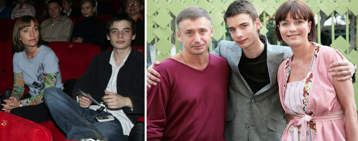 Екатерина Семенова. Слева с сыном Никитой. Справа с Антоном Табаковым и сыном Никитой