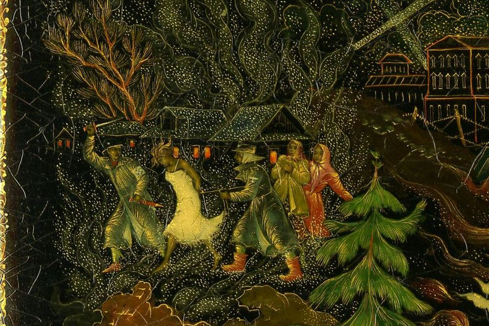 Фрагменты росписи шкатулки работы Николая Вихрева