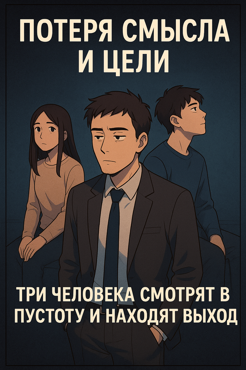 Три человека смотрят в пустоту и находят выход