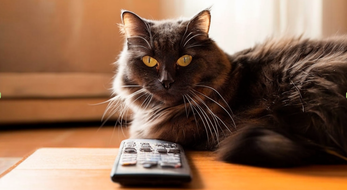 Кошка смотрит телевизор