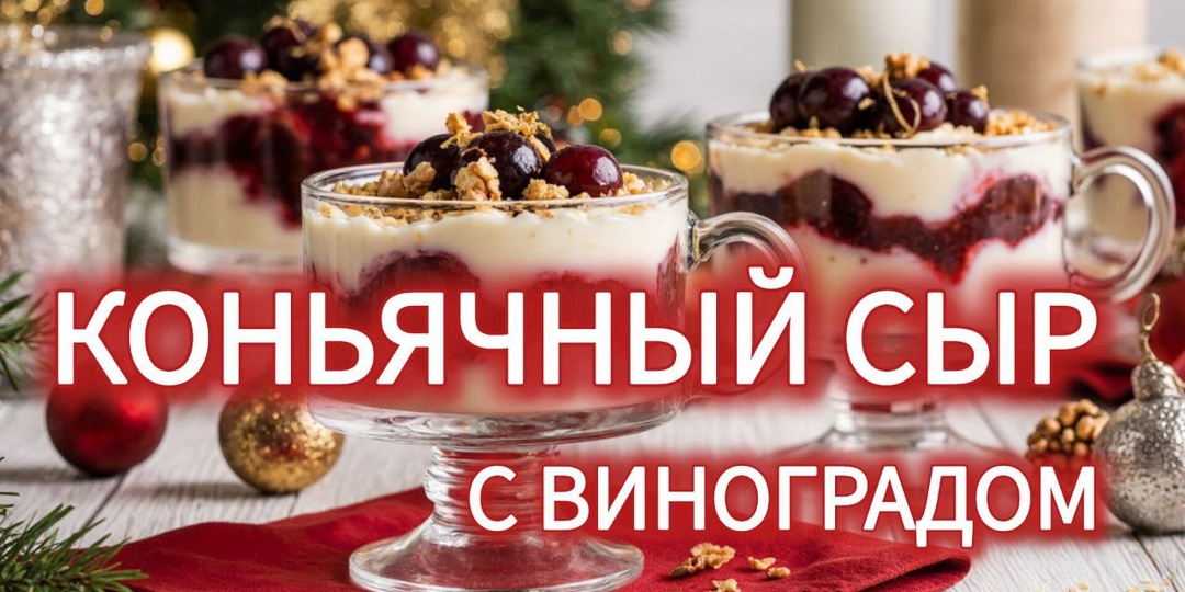 Изысканная закуска на новогодний стол - коньячный сыр с виноградом