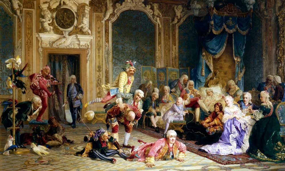 Валерий Иванович Якоби «Шуты при дворе императрицы Анны Иоанновны», 1872 год. Фрагмент.