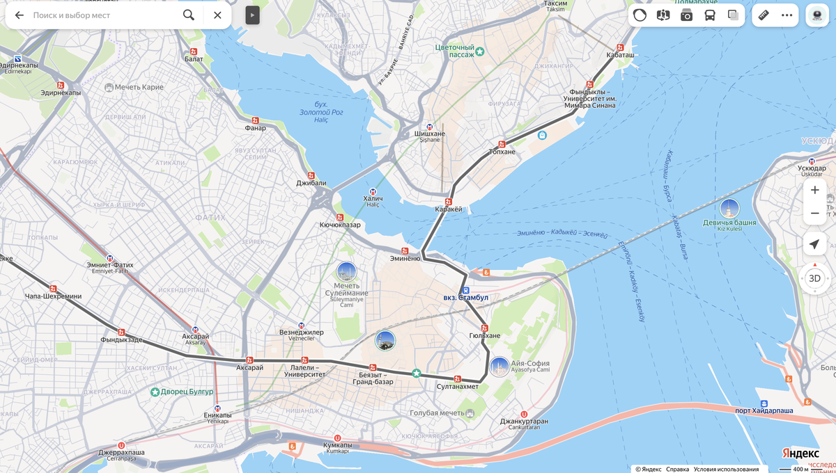 Маршрут трамвая Т1 в Стамбуле