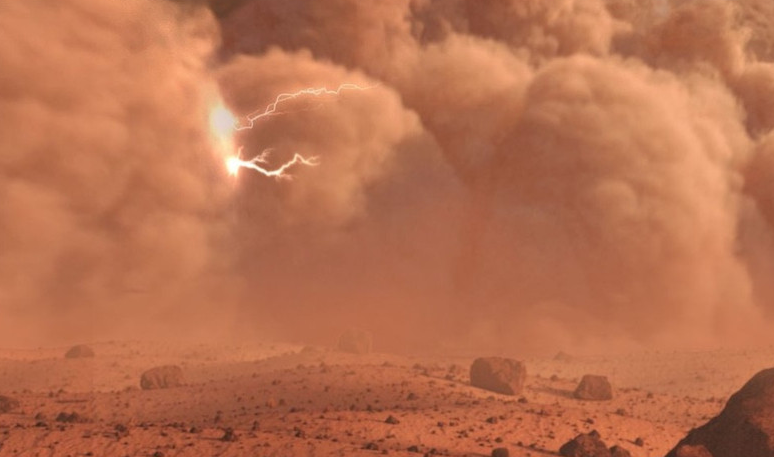 В процессе бури появляются молнии. Это моделирование, а не фотография