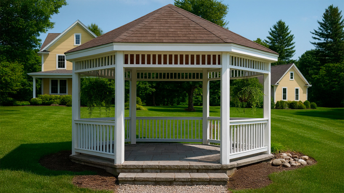 Открытая, проветриваемая деревянная беседка