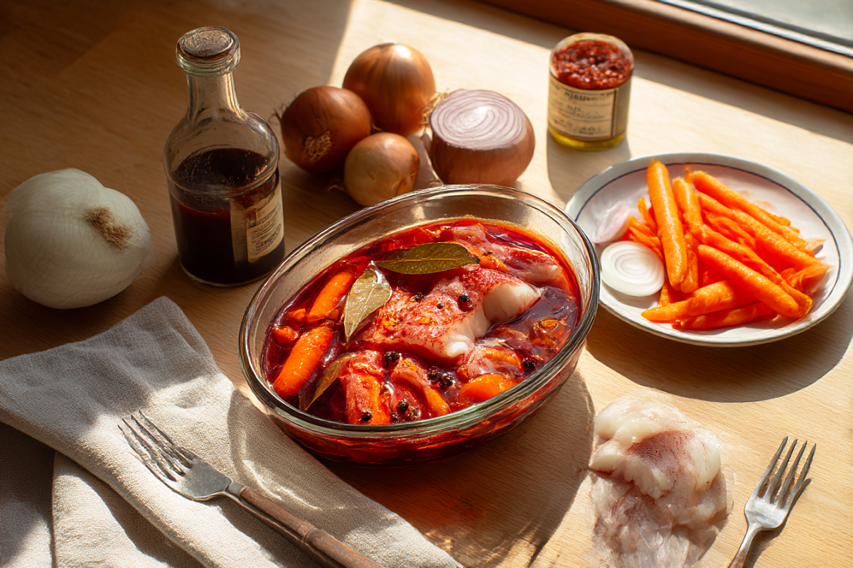    У «рыбы под маринадом» вкус раскрывается именно после охлаждения — специи и кисло-сладкая заправка лучше всего «собираются» уже в холоде