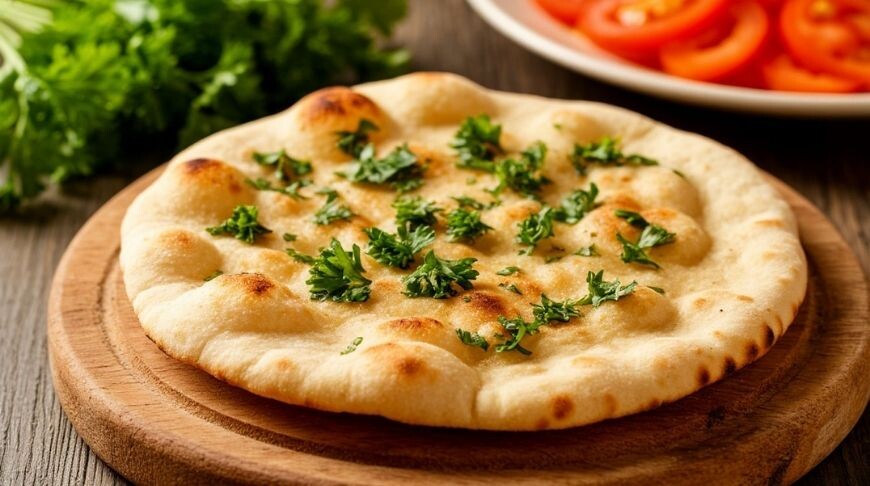 Чесночный наан в сковороде без дрожжей - ресторанный вкус у вас дома