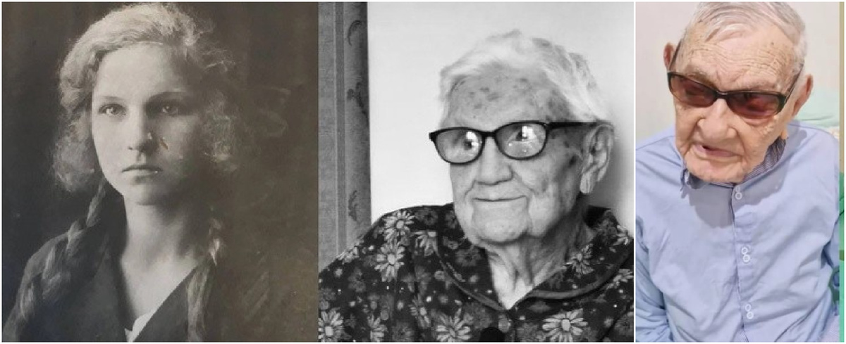 1. Клавдия Гадючкина в юности 2. Клавдия Гадючкина в 110 лет 3. Самый старый мужчина мира Жуан Нету в 113 лет