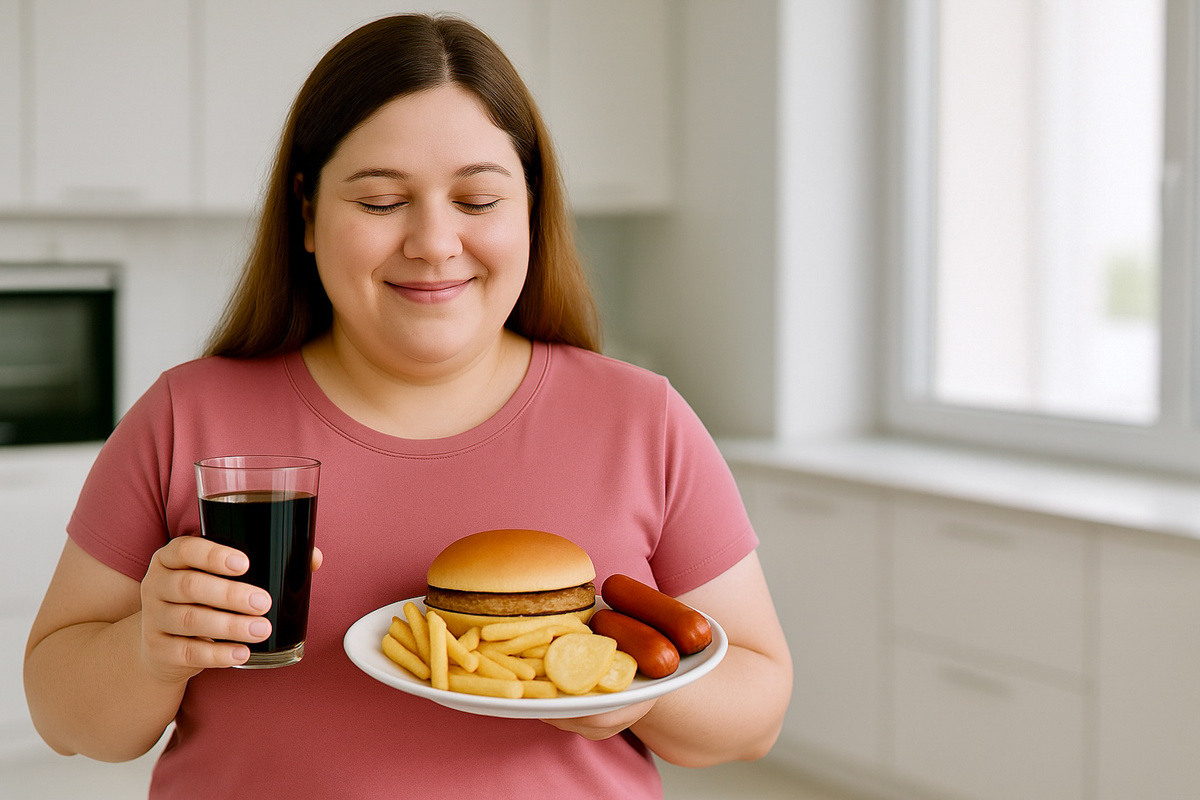 Типичный ужин на автомате, когда сладкая газировка идёт в комплекте с фастфудом.