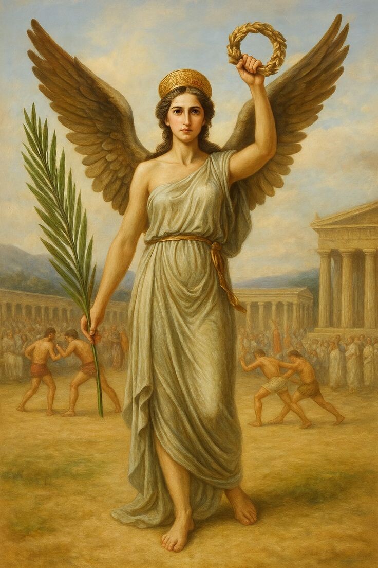 Богиня Ника. Да-да, та самая, которая дала имя легендарному спортивному бренду Nike. Знаменитая галочка в логотипе «Swoosh» является крылом Ники.