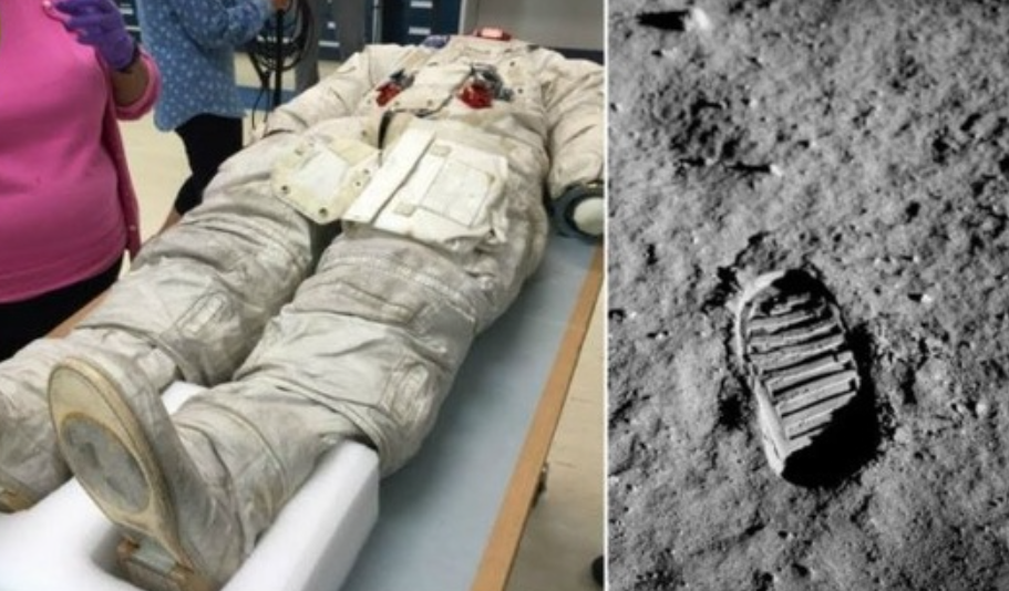 Сравните след на Луне и ботинок