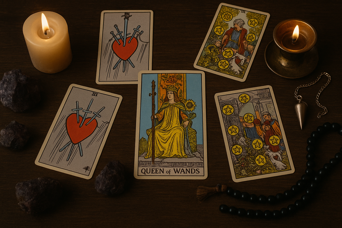 Королева Посохов в раскладе со старшими арканами