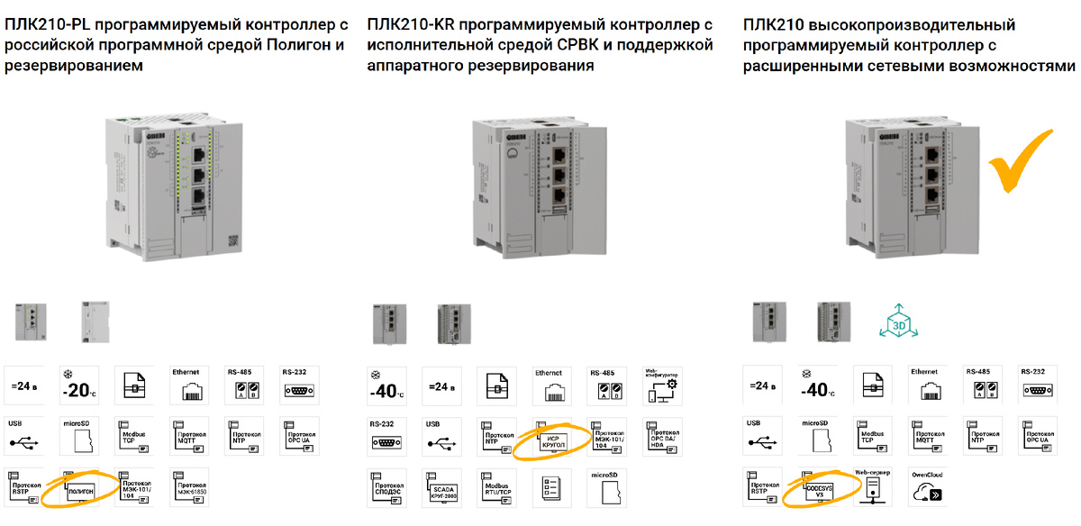 Одна и та же модель ПЛК может иметь разный runtime и программироваться в разных средах разработки