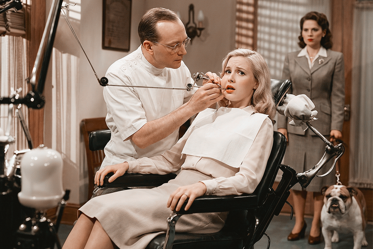 Дантист, Марта Квасова, на заднем плане Танька и хмурый пес.