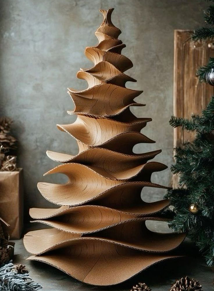 Елка из переработанного картона