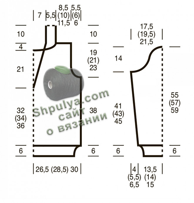Выкройка вязаного пуловера
