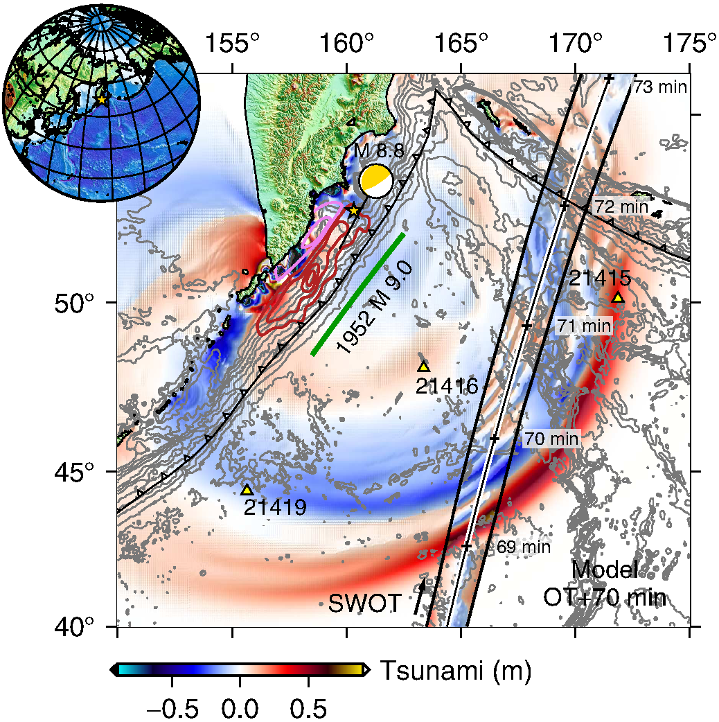     Фото: The Seismic Record 2025 цунами на Камчатке со спутника
