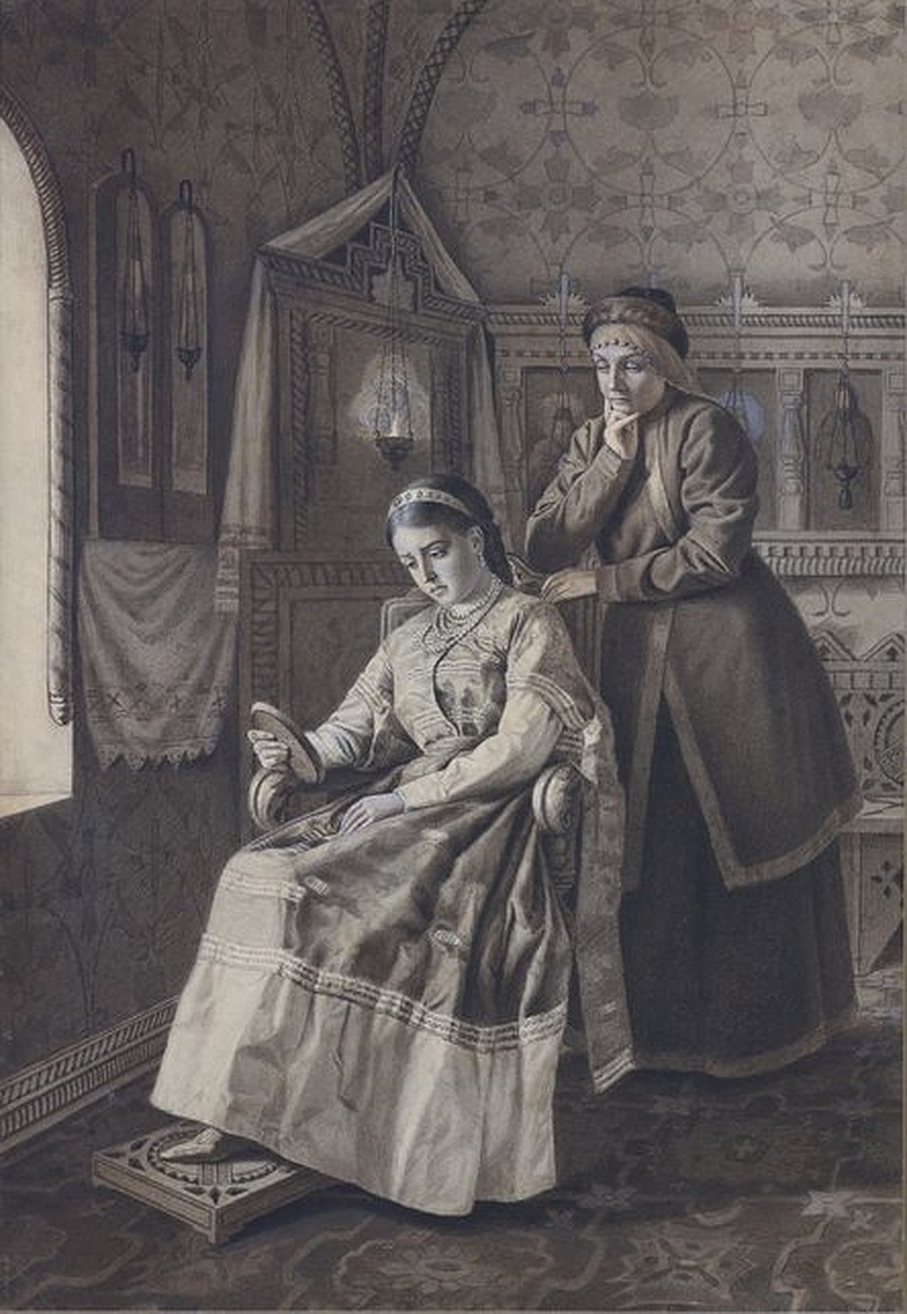 Винцман, Иосиф Карлович  «Царевна Ксения Годунова рассматривает изображение своего жениха» / commons.wikimedia.org