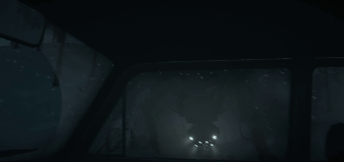 Gif картинка "Робот, сбрасывает машину с Игнатом в обрыв"