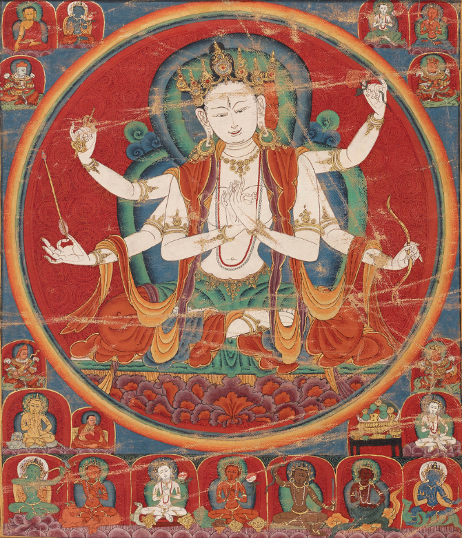 Грахаматрика как буддийское божество. Тханка 1400 - 1499 гг. Источник: himalayanart.org