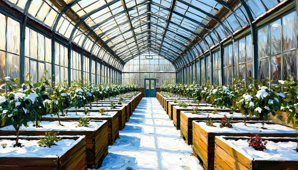 Снег в теплице