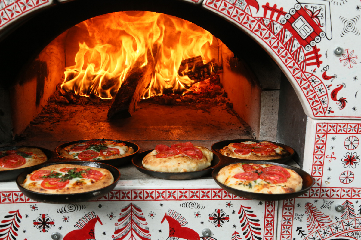 Мини пицца в русской печи Жарушка Мезенская роспись