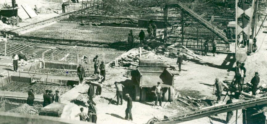Строительство Куйбышевской ГЭС. 1951 год. Фото из открытых источников.