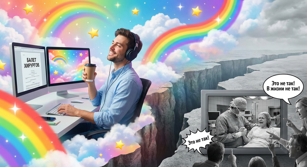 Сценарист живёт в воображаемом мире, реальность плачет