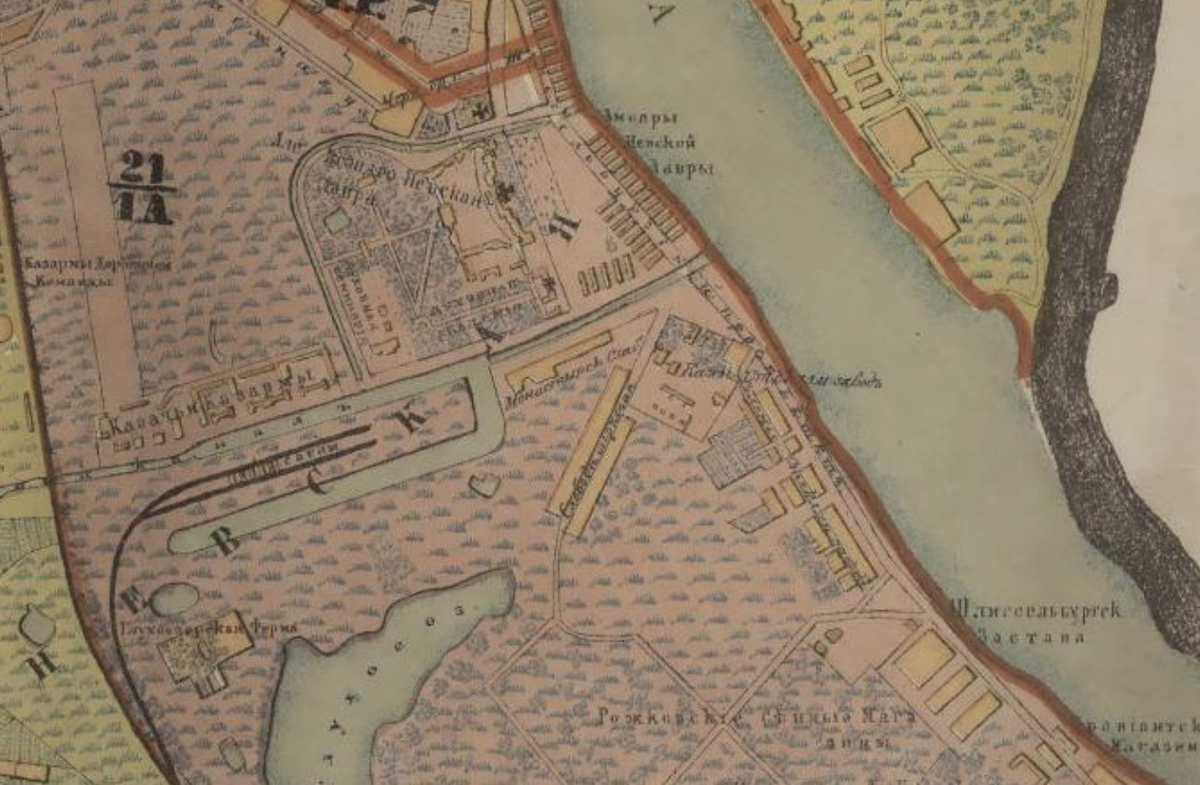 Карта 1871 г. На ней отмечено местоположение Казенного стеклянного завода. 
Источник: https://retromap.ru/
