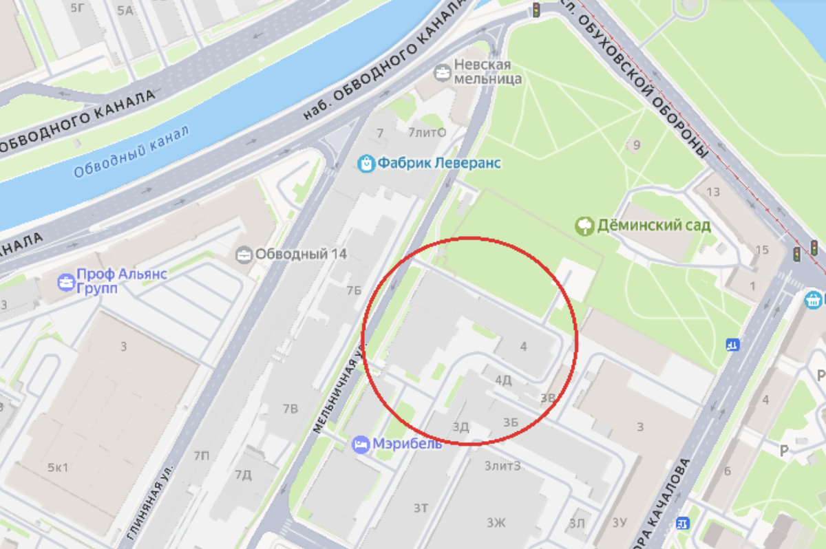 Современная карта. Мельничная,4